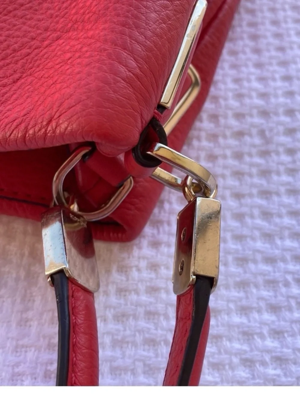 COACH Madison Phoebe Tumbled Cardinal Red Leather 3 Section Shoulder Bag